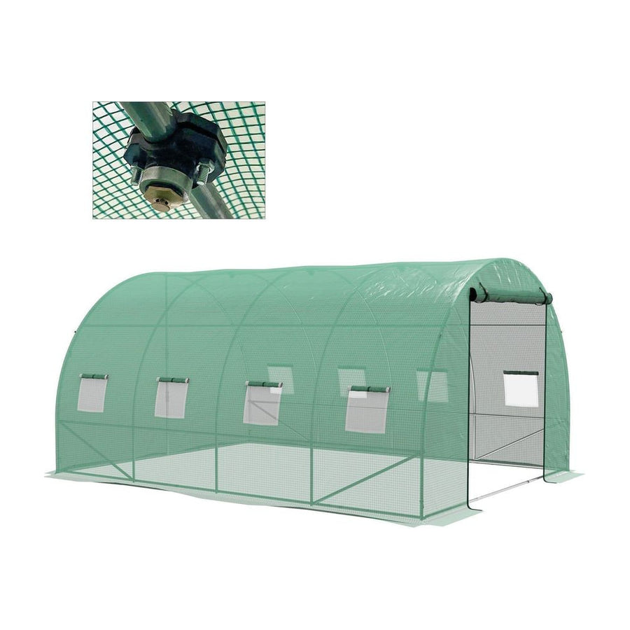 Outsunny Sprinkler System Polytunnel Greenhouse, 4 x 3(m), Green