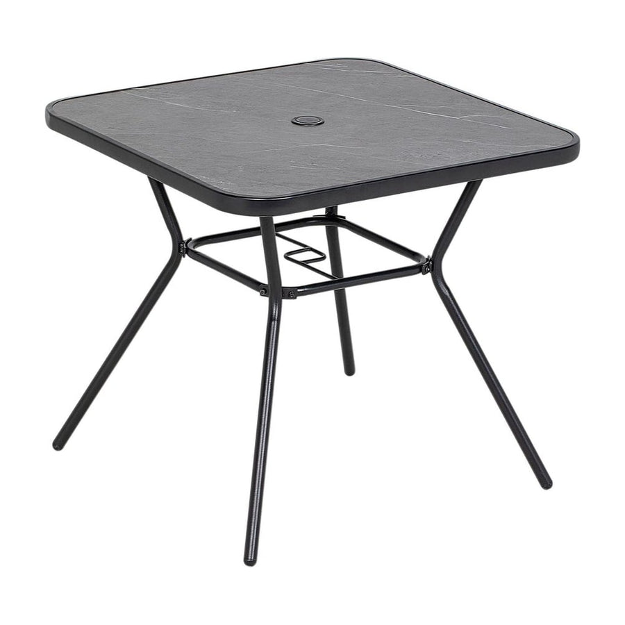 Outsunny Square Outdoor Table, Patio Bistro Coffee Table with Faux-marbled Top and 42mm Umbrella Hole for Garden