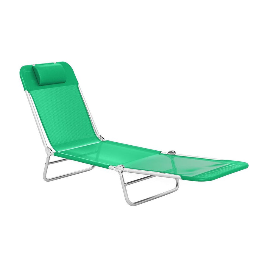 Outsunny Steel Frame Sun Lounger, with Reclining Back - Dark Green