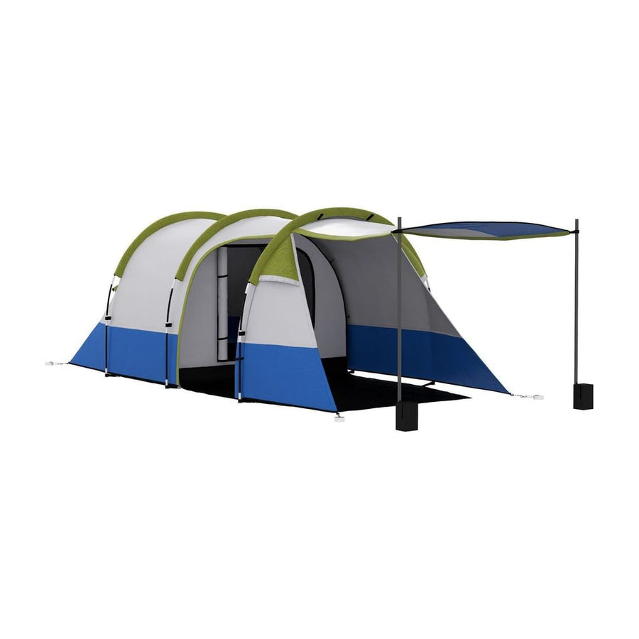 Outsunny Three Man Two-Room Tent, with Porch and Accessories - Green