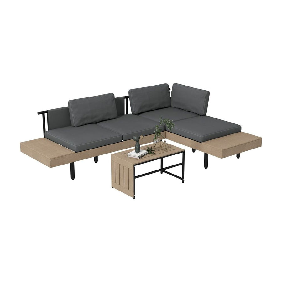 Outsunny Three-Piece 'L' Garden Sofa Set - Grey