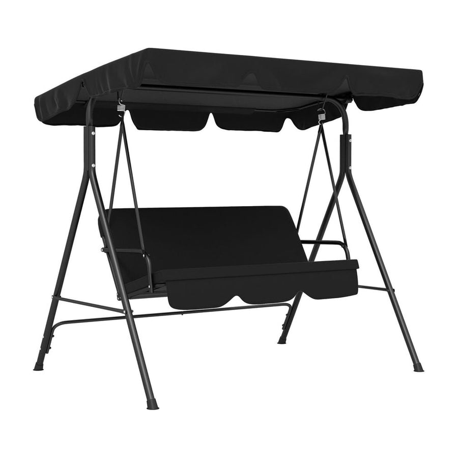 Outsunny Three-Seater Garden Swing Chair, with Adjustable Canopy - Black
