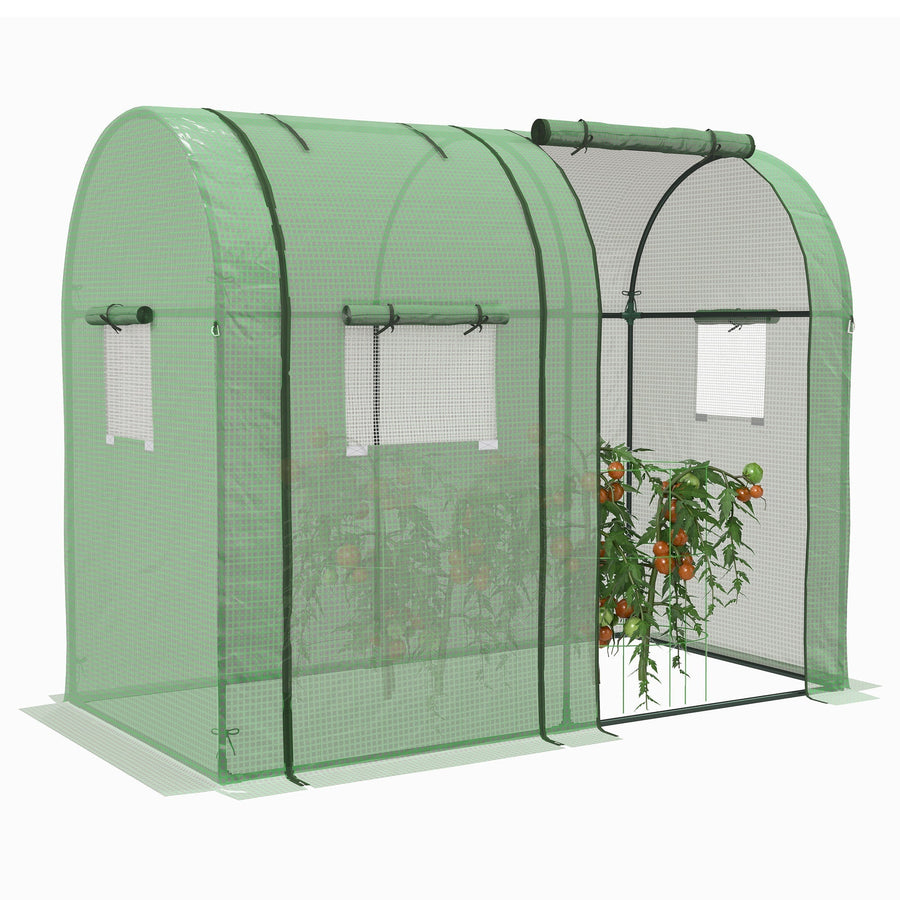 Outsunny Tomato Greenhouse, Garden Growhouse with 2 Roll-up Doors and 4 Mesh Windows, Portable Indoor Outdoor Green House