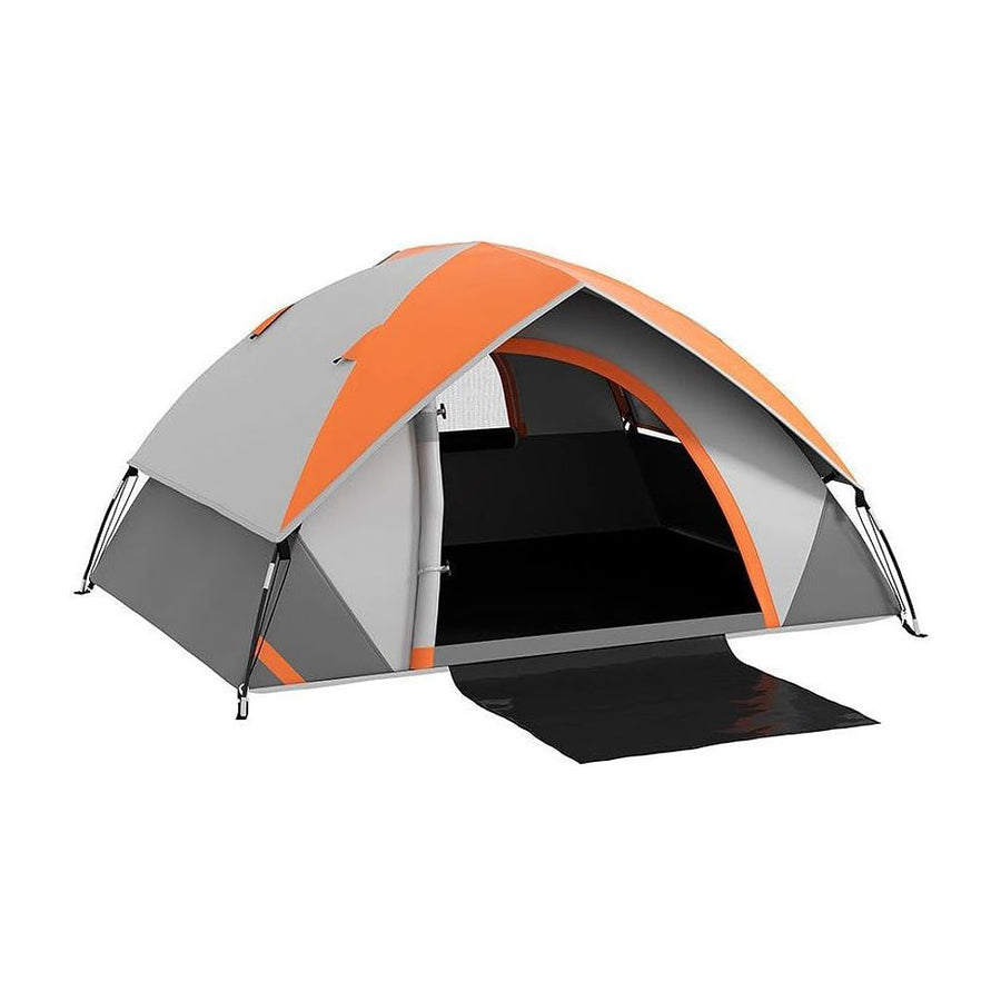 Outsunny Two Man Single Room Dome Tent, with Accessories - Orange/Grey