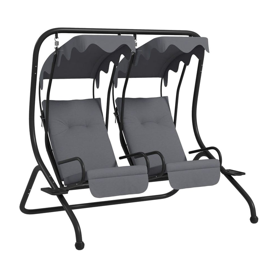 Outsunny Two-Seat Garden Swing Chair, with Protective Canopy - Grey