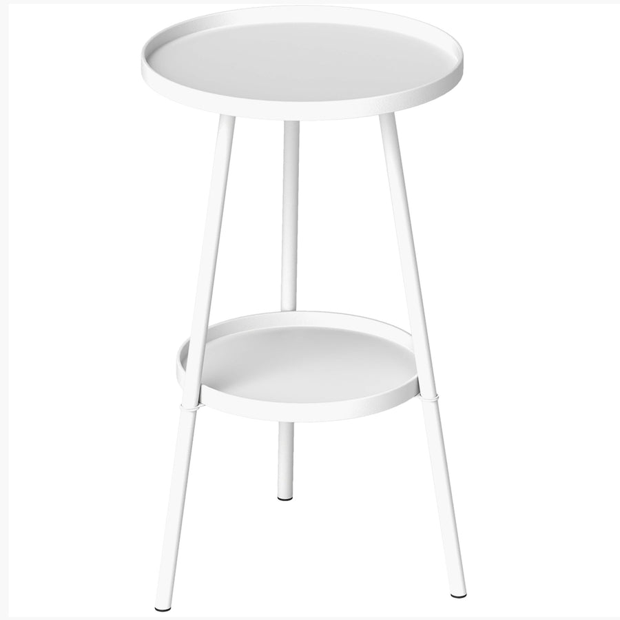 Outsunny Two-Tier Metal Garden Table in White