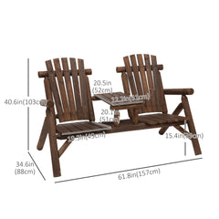 Outsunny Wood Patio Chair Bench 2 Seats Jack