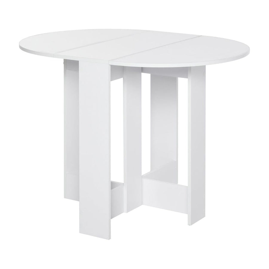 HOMCOM Space-saving Drop Leaf Table, Folding Dining Table for Small Space, Kitchen, Dining Room, White