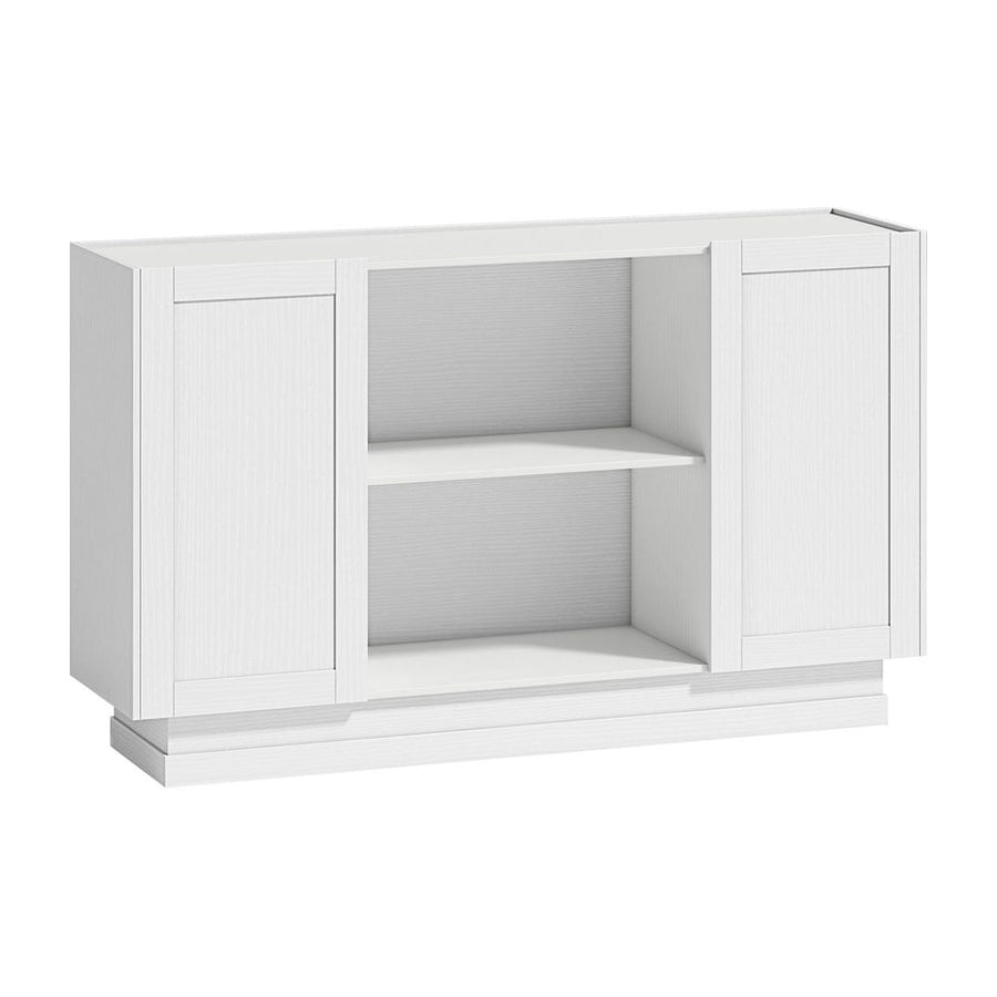 HOMCOM Sideboard Buffet Cabinet, 133 cm Storage Cabinet with 2 Open Shelves, 2 Cupboards and Soft Close Doors, White