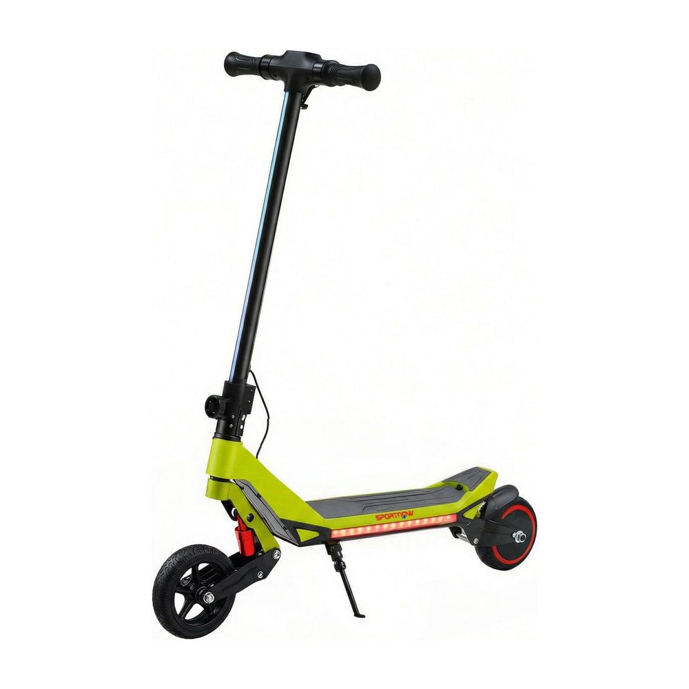 SPORTNOW Electric Scooter for Kids, a foldable green e scooter with LED display and RGB lights