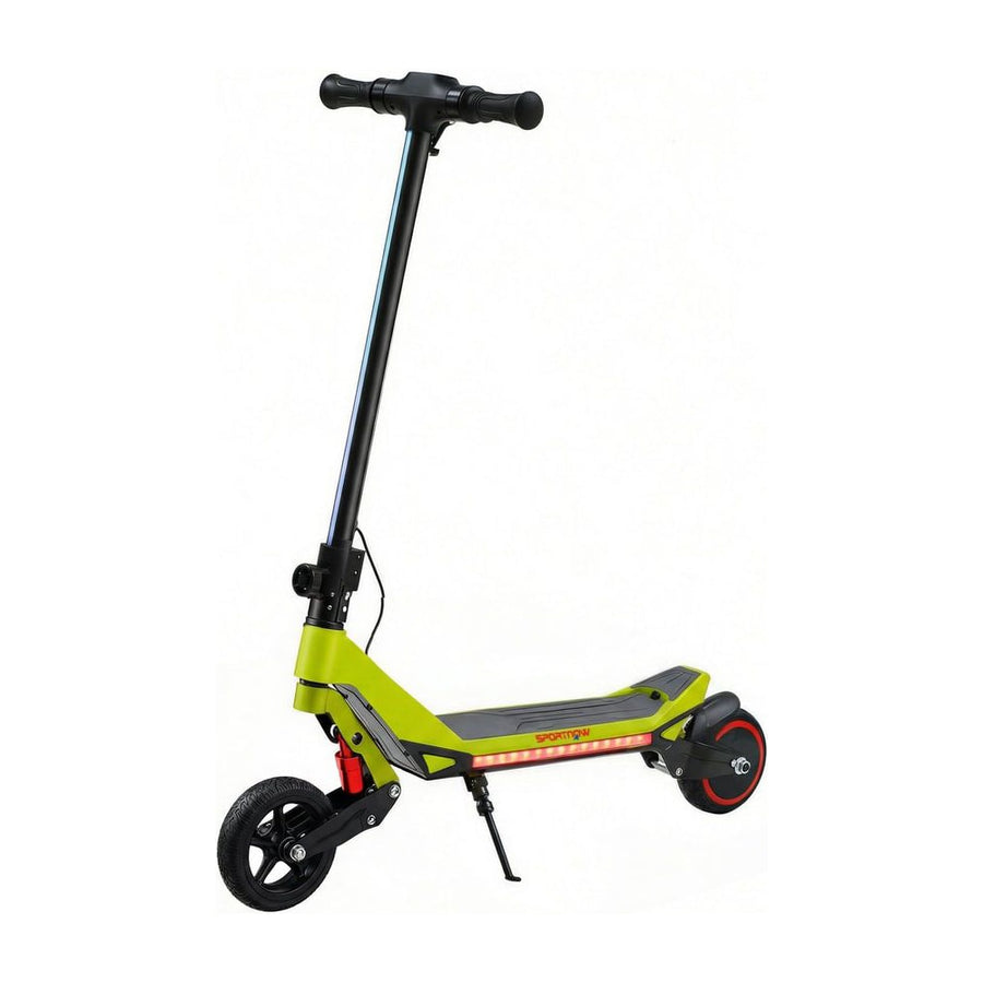 SPORTNOW Electric Scooter for Kids, a foldable green e scooter with LED display and RGB lights