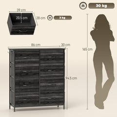 HOMCOM Chest of Eight Fabric Drawers - Black