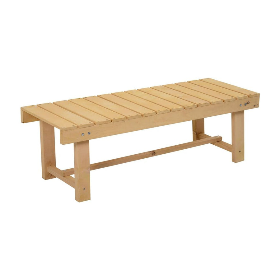 Outsunny 3 Pieces 2-seater Outdoor Indoor Wooden Garden Bench Fir Patio Loveseat, 110L x 38W x 35Hcm, Natural