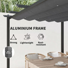 Outsunny 3 x 4m Aluminium Pergola, with Retractable Roof - Dark Grey
