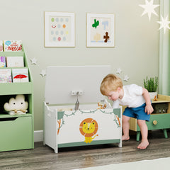 AIYAPLAY Toy Box with Lid, Safety Hinges and Groove Handles, Toy Storage organiser for Kids, Living Room, Playroom, Green