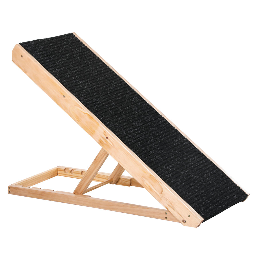 PawHut Dog Ramp, Foldable Pet Ramp with 4 Adjustable Heights, Non-Slip Finish for Medium and Large Dogs, Black