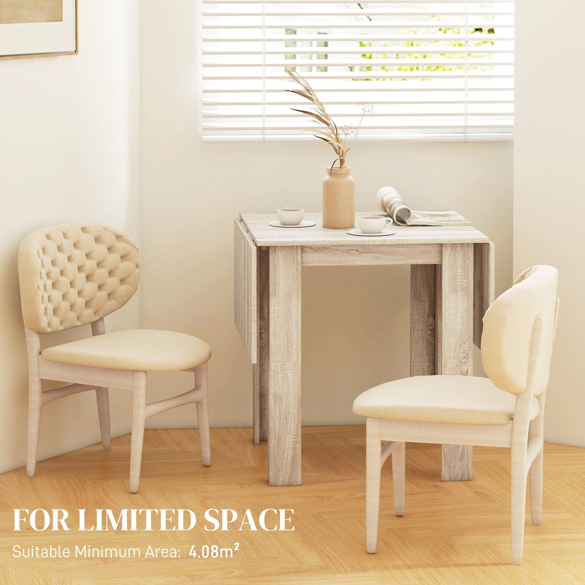 HOMCOM Four-Seater Drop Leaf Dining Table - Wood Effect