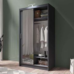 Graphite Full Mirrored Sliding Door Wardrobe 120cm – ALDRIDGE