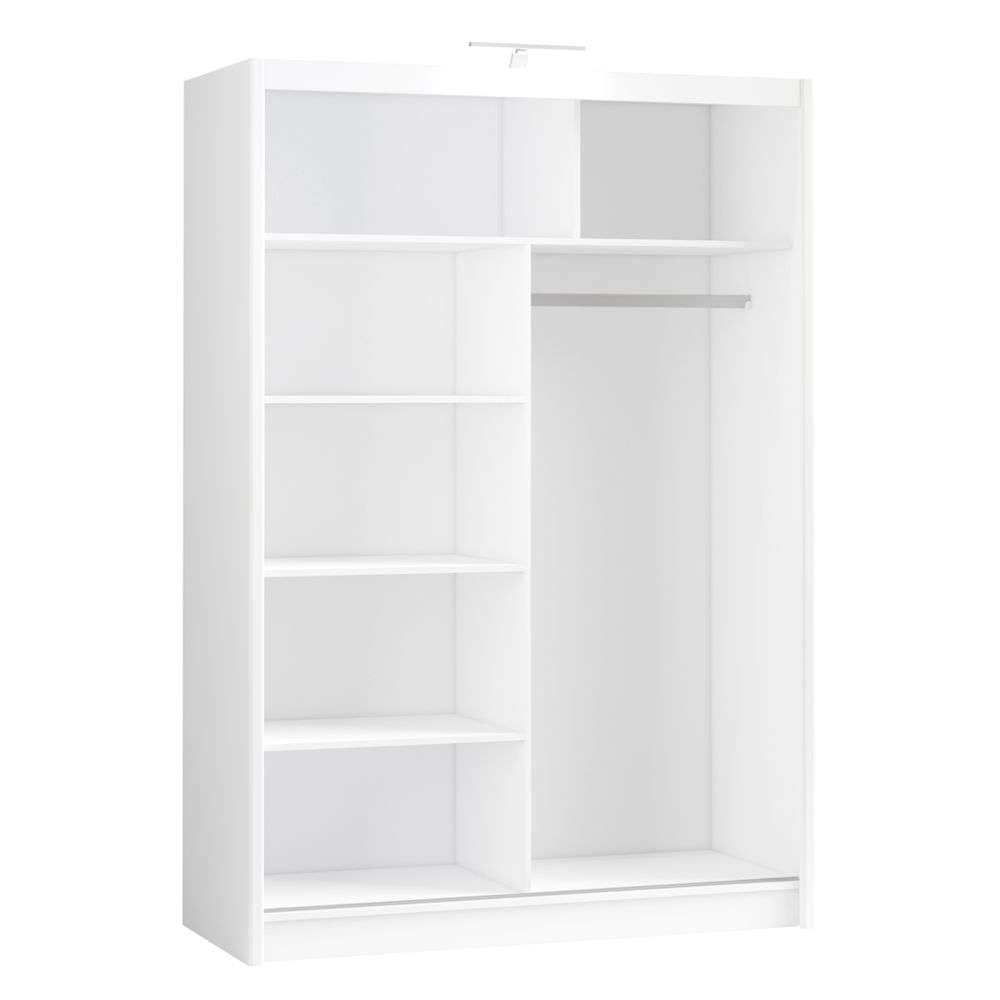 White Full Mirrored Sliding Door Wardrobe 150cm – ALDRIDGE