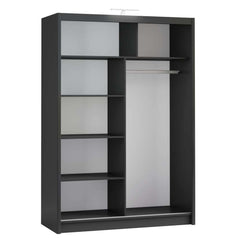 Black Full Mirrored Sliding Door Wardrobe 150cm – ALDRIDGE