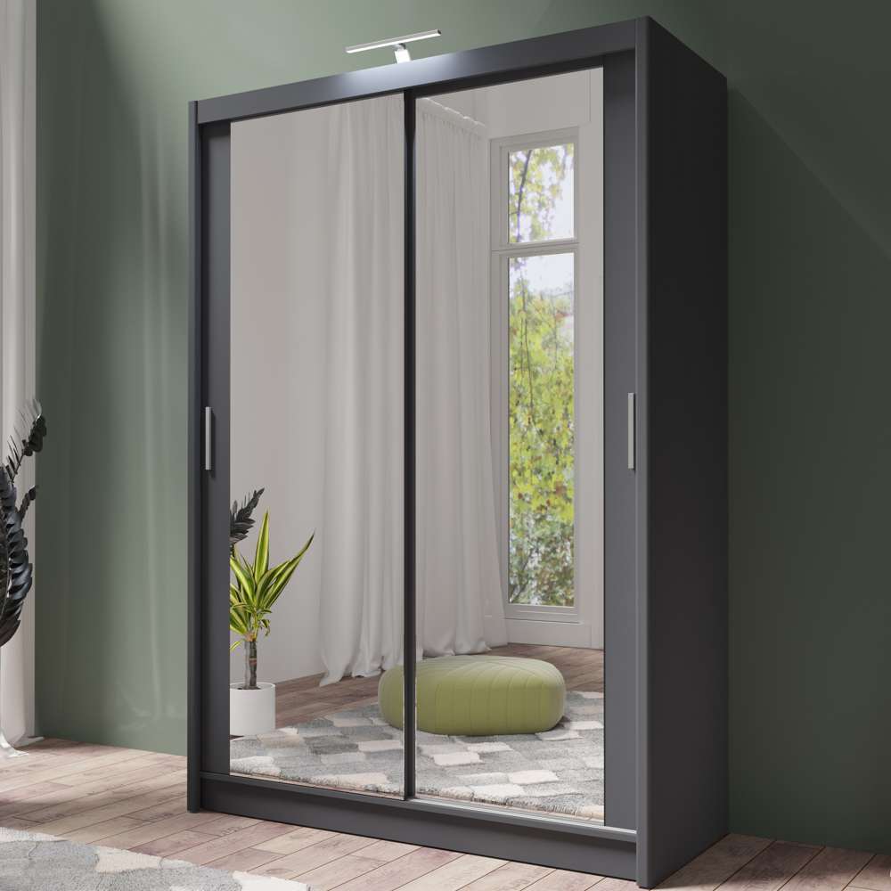 Graphite Full Mirrored Sliding Door Wardrobe 150cm – ALDRIDGE