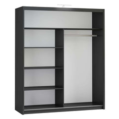 Black Full Mirrored Sliding Door Wardrobe 180cm – ALDRIDGE