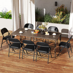 Set of 2 Folding Padded Party PVC Leather Stackable Chairs-Black