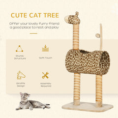 PawHut Giraffe-Designed Cat Tree in Beige