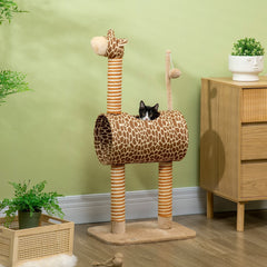 PawHut Giraffe-Designed Cat Tree in Beige