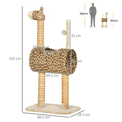 PawHut Giraffe-Designed Cat Tree in Beige