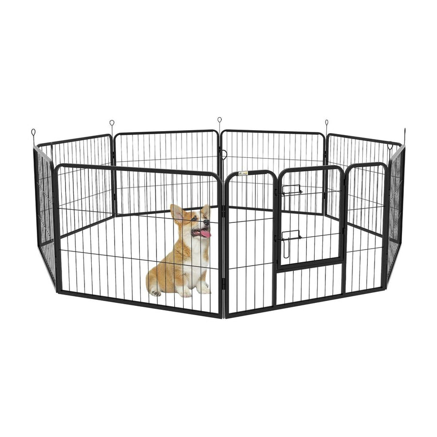 PawHut Steel 8 Panel Dog pen Pet Puppy PlayPen Grey