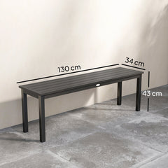 Outsunny 2 Seater Garden Bench, Outdoor Bench Loveseat with Wood-Effect Slatted Seat and Steel Frame for Patio, Park, Grey