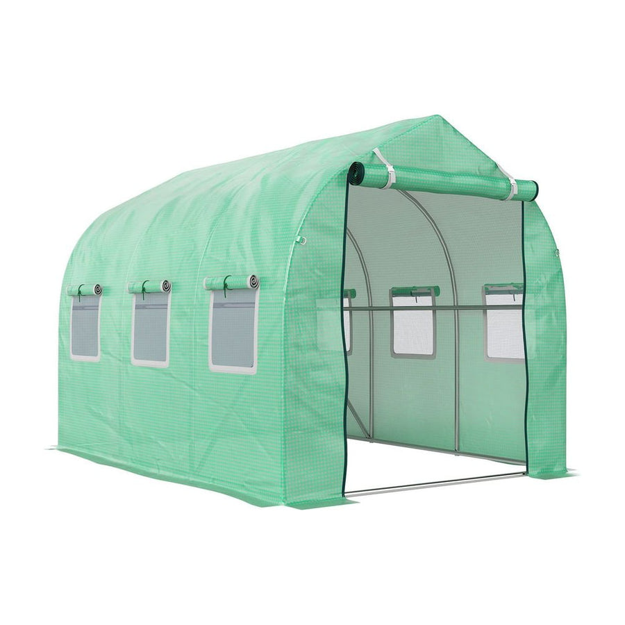 Outsunny Polytunnel Greenhouse with Windows and Door, Walk in Greenhouse for Garden, Backyard (3 x 2 M)