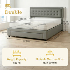 HOMCOM King Size Ottoman Bed Frame, with Front Drawer - Grey