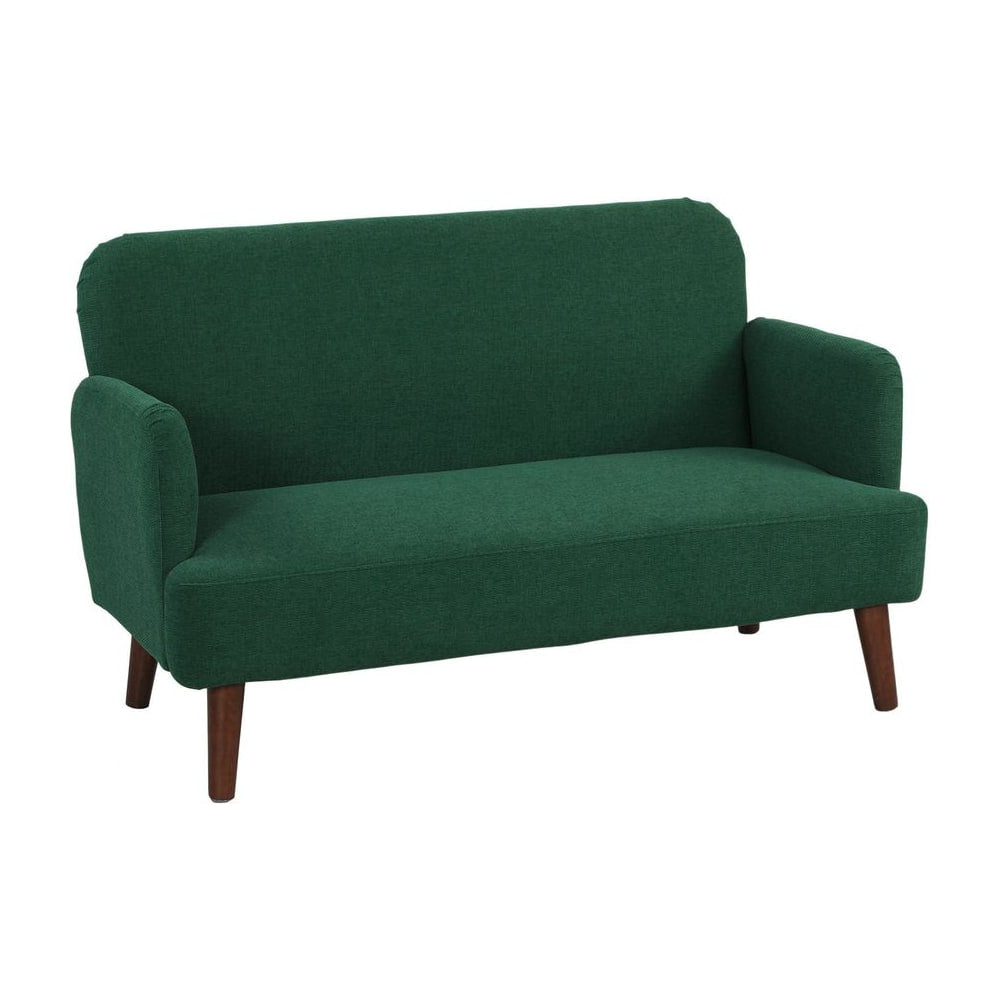 HOMCOM Velvet Feel Fabric 2 Seater Sofa, Small Sofa Loveseat with 21cm Thick Padding and Wood Legs, Dark Green