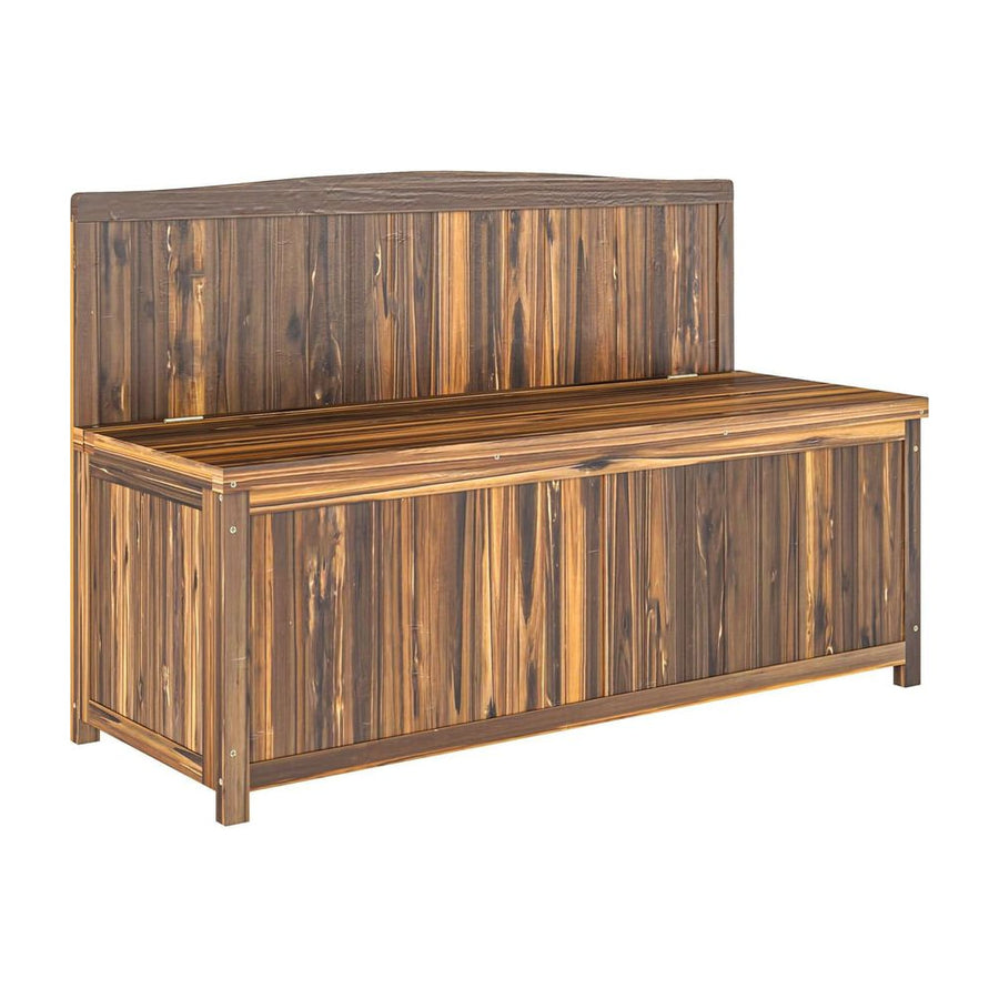 Outsunny Wood Storage Bench for Patio Furniture in Brown