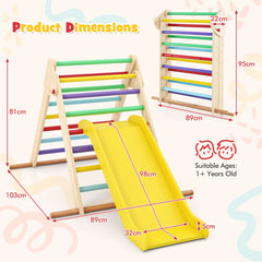 Pikler Triangle Set Foldable Triangle Climber with Slide-Colourful
