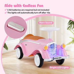 Toddler Ride on Toy with Steering Wheel for Children 19-36 Months Old-Pink