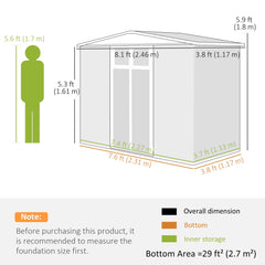 Outsunny 8 x 4 ft Metal Garden Shed, Garden Storage Shed with Window, 4 Vents and Lockable Door, Waterproof Galvanised Steel