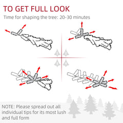 Diagram showing how to shape the artificial Christmas tree for a full look
