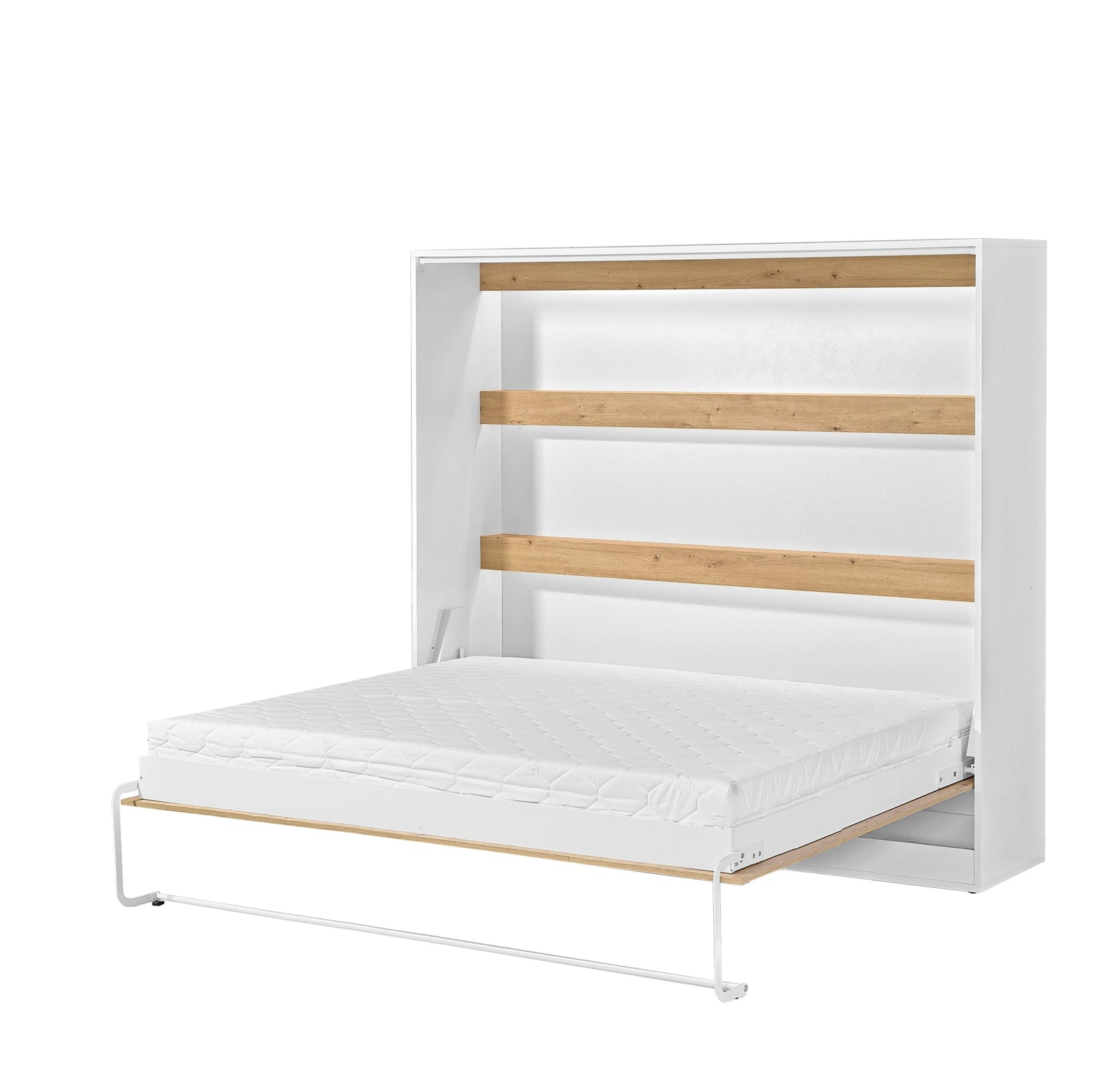 SPACEO Horizontal Wall Bed 160x200 White / Oak Artisan / White Handles