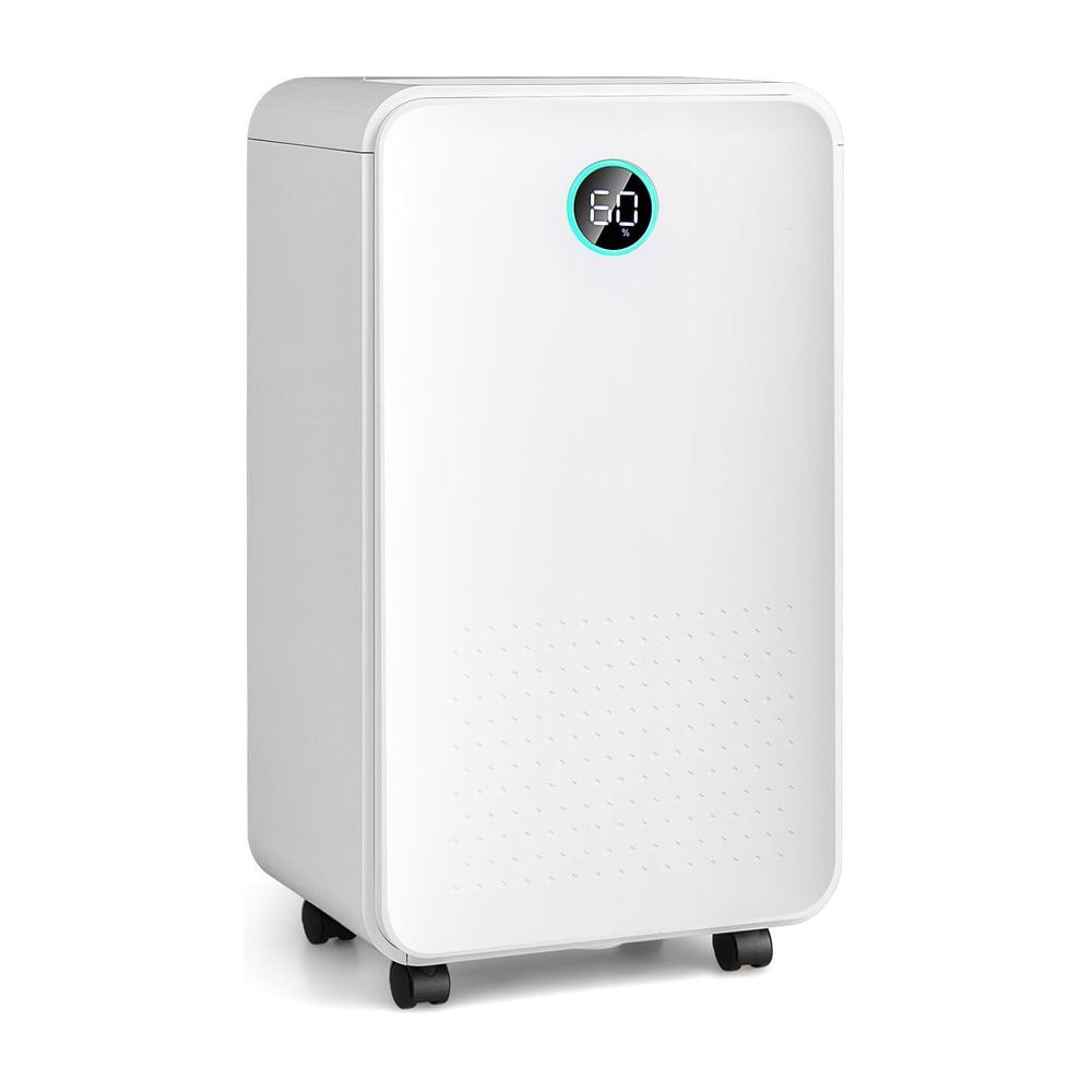 Portable 12L Dehumidifier with 3 Modes and 24H Timer in white with a digital display on the front