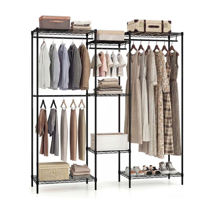 Portable Wardrobe Convertible Clothes Organizer with hanging rails and shelves