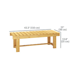 Outsunny 1 Piece 2-seater Outdoor Indoor Wooden Garden Bench Fir Patio Loveseat, 110L x 38W x 35Hcm, Natural