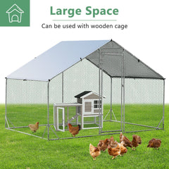 Large Spire-Shaped Chicken Run Coop with Waterproof and Sun-Protective Cover