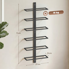HOMCOM Wall Mounted Wine Rack, 6 Tier Metal Wine Display Rack, Storage Holder for Kitchen, Black