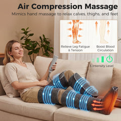 HOMCOM Leg Massager with Heat, Compression, 3 Auto Modes & 3 Intensities, Foot and Calf Massage Machine