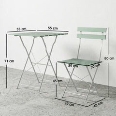 Outsunny Outdoor Bistro Set Folding Patio Furniture Set with 2 Chairs Table for 2 People White and Green
