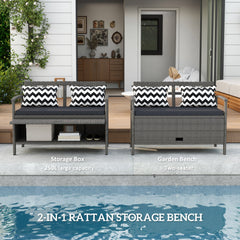 Outsunny 160L Storage Two-Seater Rattan Bench - Grey - product image 4