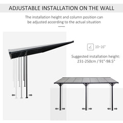 Outsunny 4.35 x 3m Outdoor Patio Gazebo Pergola, Retractable Pergola Canopy Aluminum Post & PC Roof, Grey
